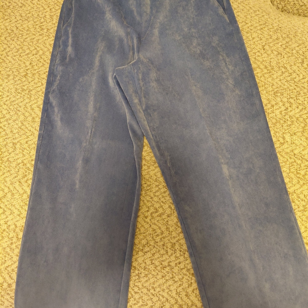 Alfred Dunner Light Blue Faux Crush Velvet Pants Size Ladies 10 Excellent Cond.